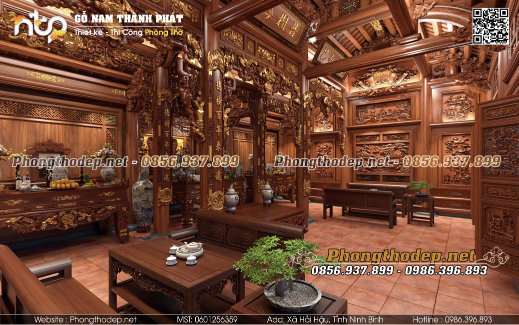 Góc nhìn tổng quan không gian nội thất nhà 3 gian truyền thống